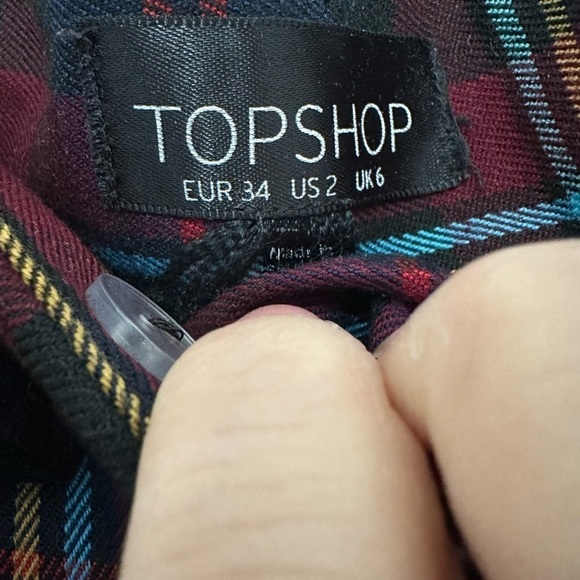 TOPSHOP plaid high waisted trousers preppy retro academia schoolgirl size 2 - Picture 3 of 5